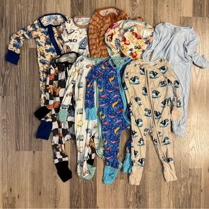 Baby Boy Lot of Bamboo Convertible Pajamas (10 total)
